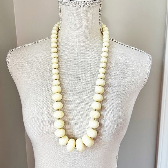 Givenchy Vintage Pale Yellow Chunky Bead Necklace - Picture 1 of 9
